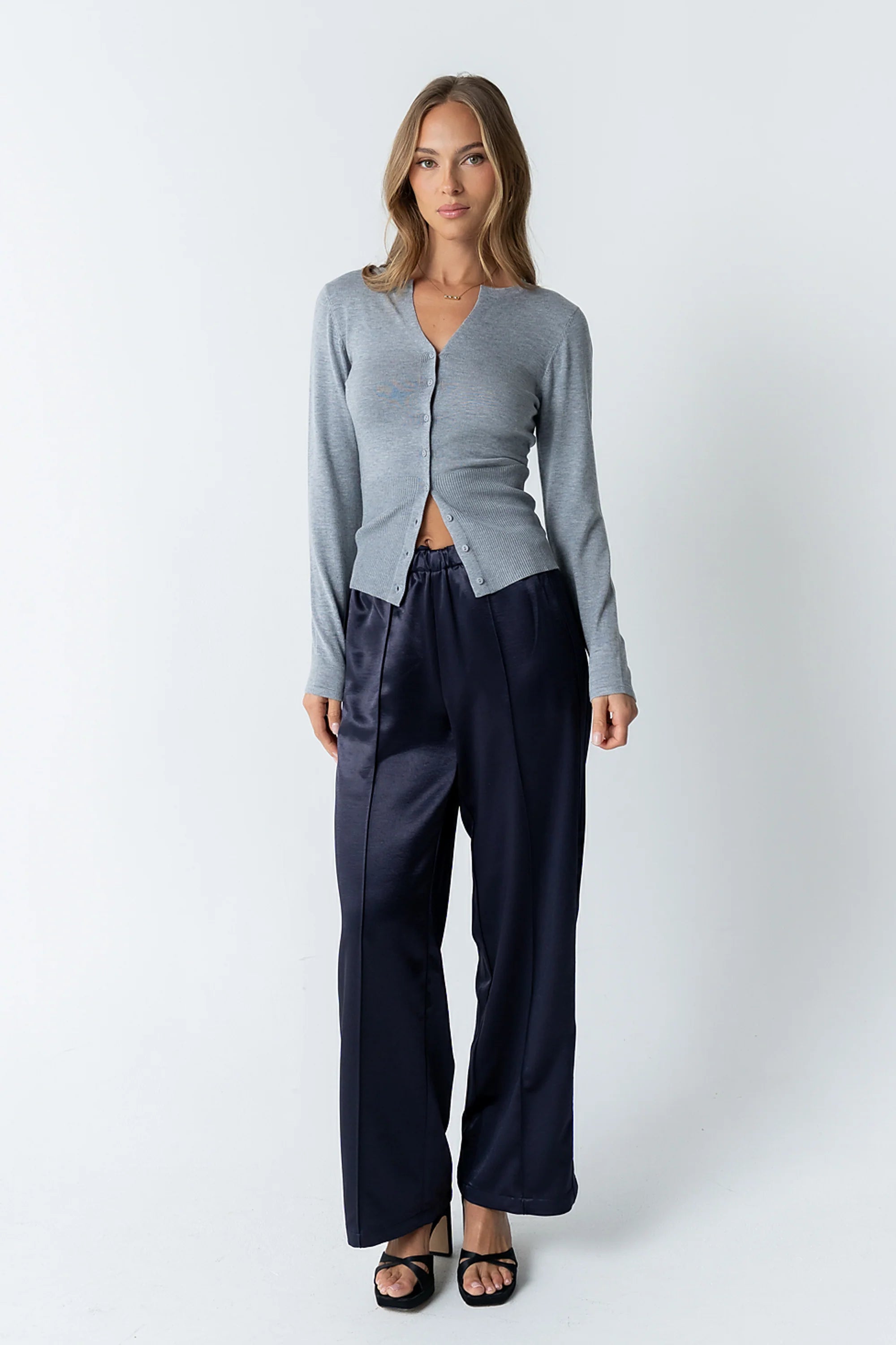 Flora Knit Top in Heather Grey