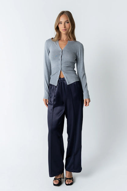 Flora Knit Top in Heather Grey