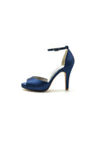 Silver Silk Heels with Metal Accent