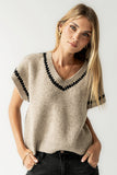 Hazel Embroidered Sweater Top in Oatmeal