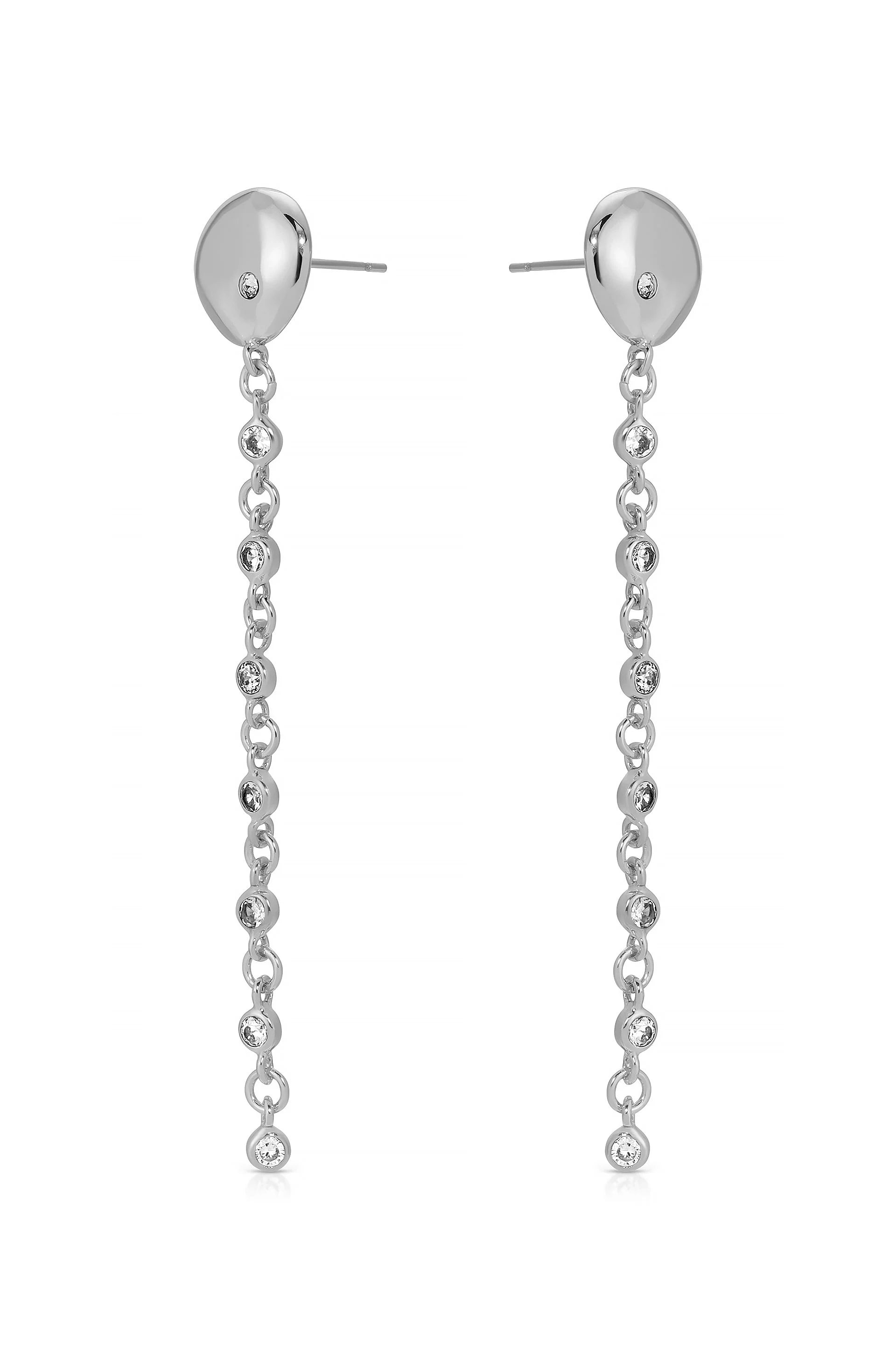 Polished Pebble Linear Chain Earrings