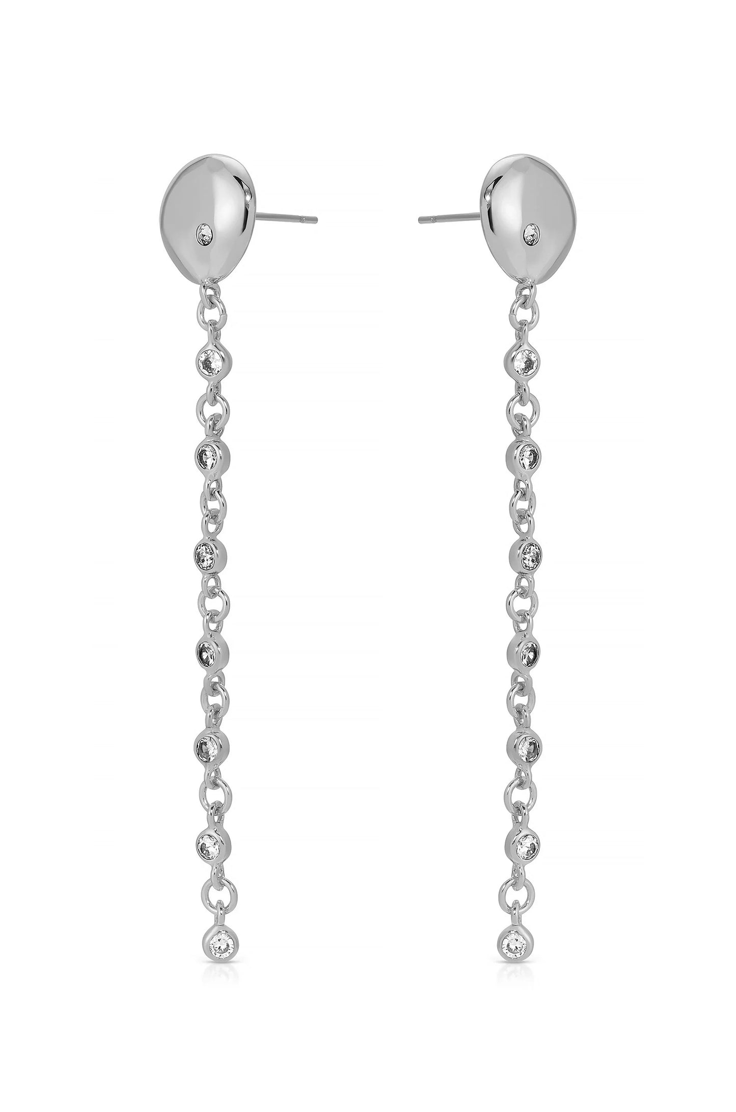 Polished Pebble Linear Chain Earrings