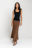 Ashlyn Textured Maxi Skirt in Brown