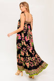 SUMMER GLOW FLORAL MAXI DRESS BLACK