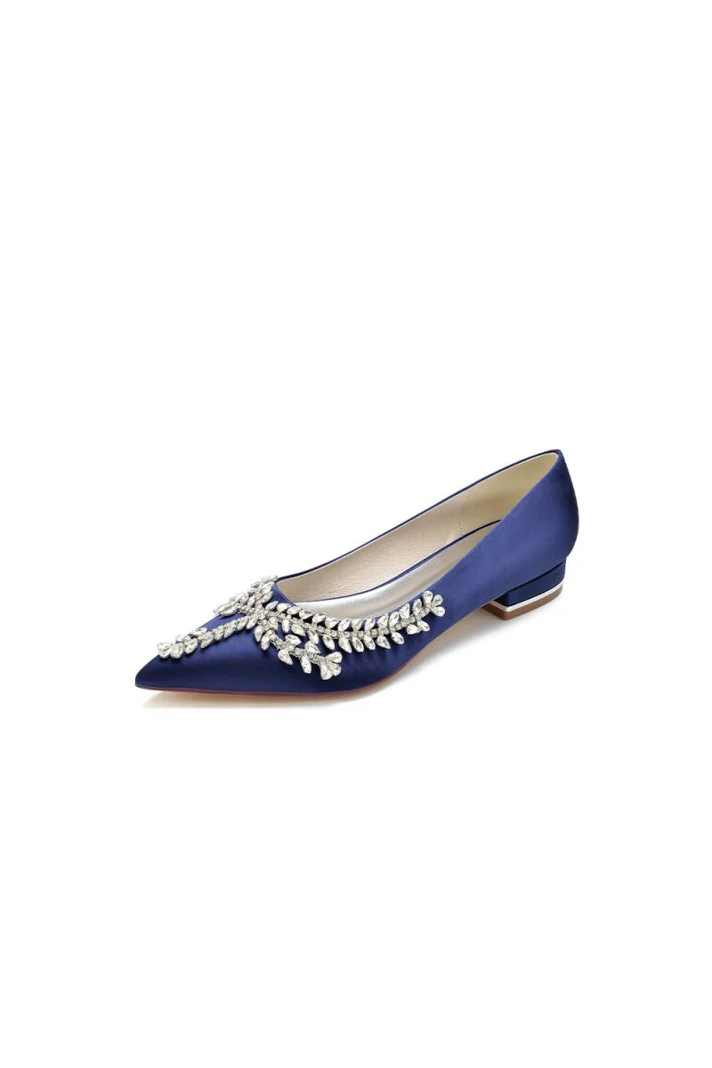 Rhinestone Pointed Toe Kitten Heels
