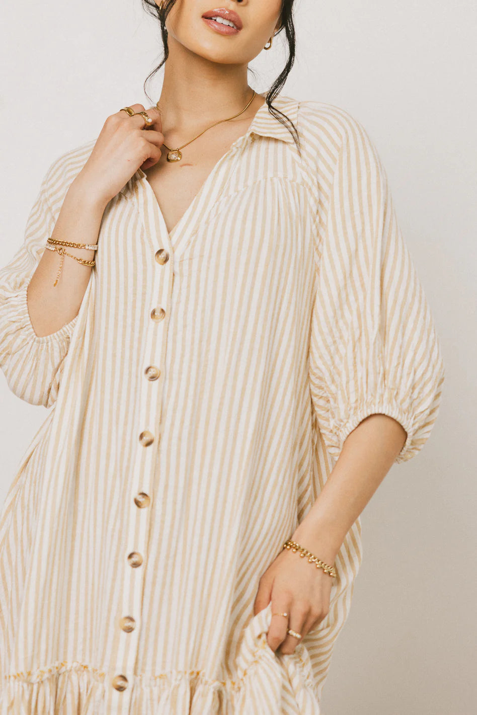 Theo Striped Midi Dress in Mustard FINAL SALE