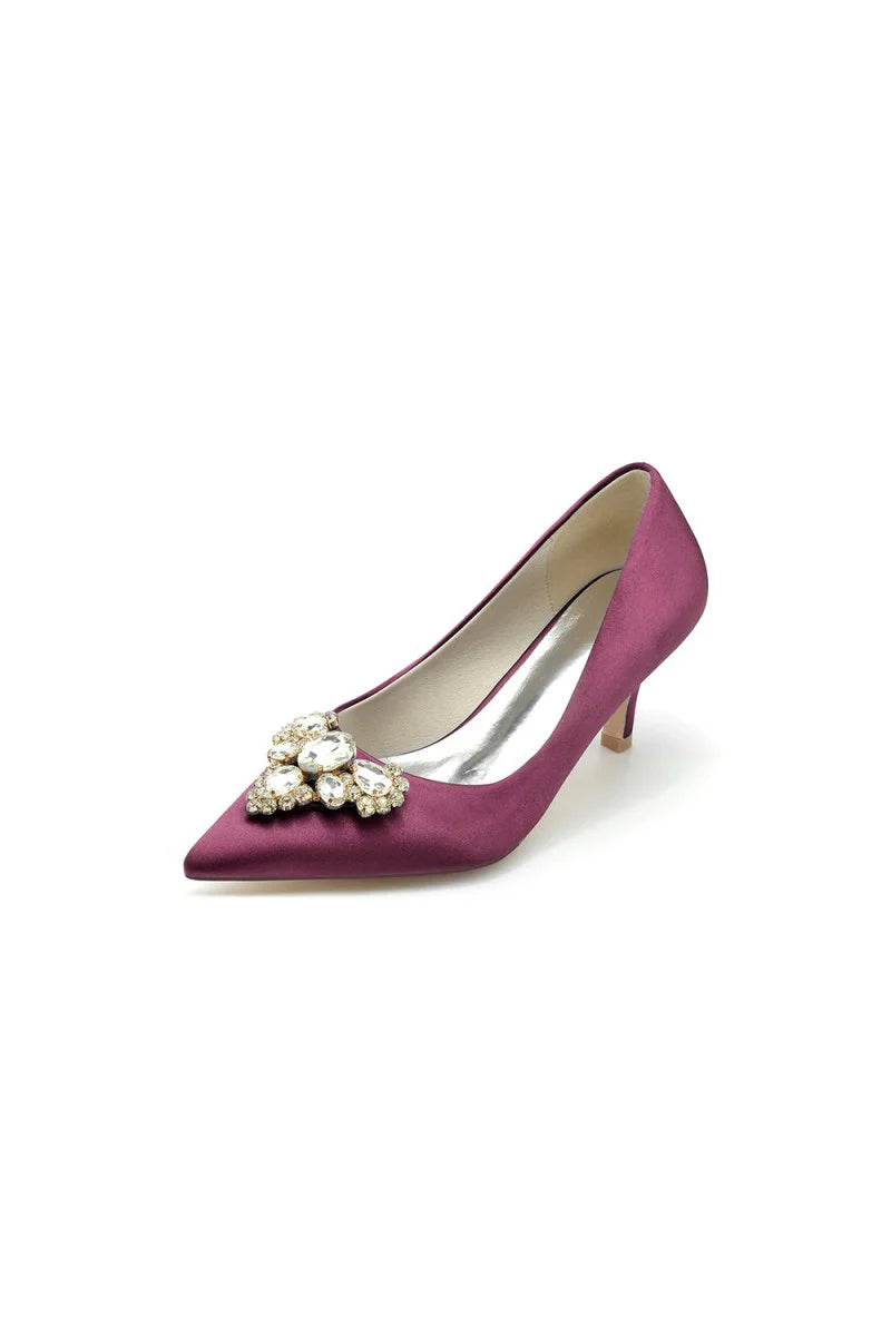 Pointed Toe Stiletto Heels with Rhinestone