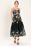 SHADOW FLORAL MIDI DRESS