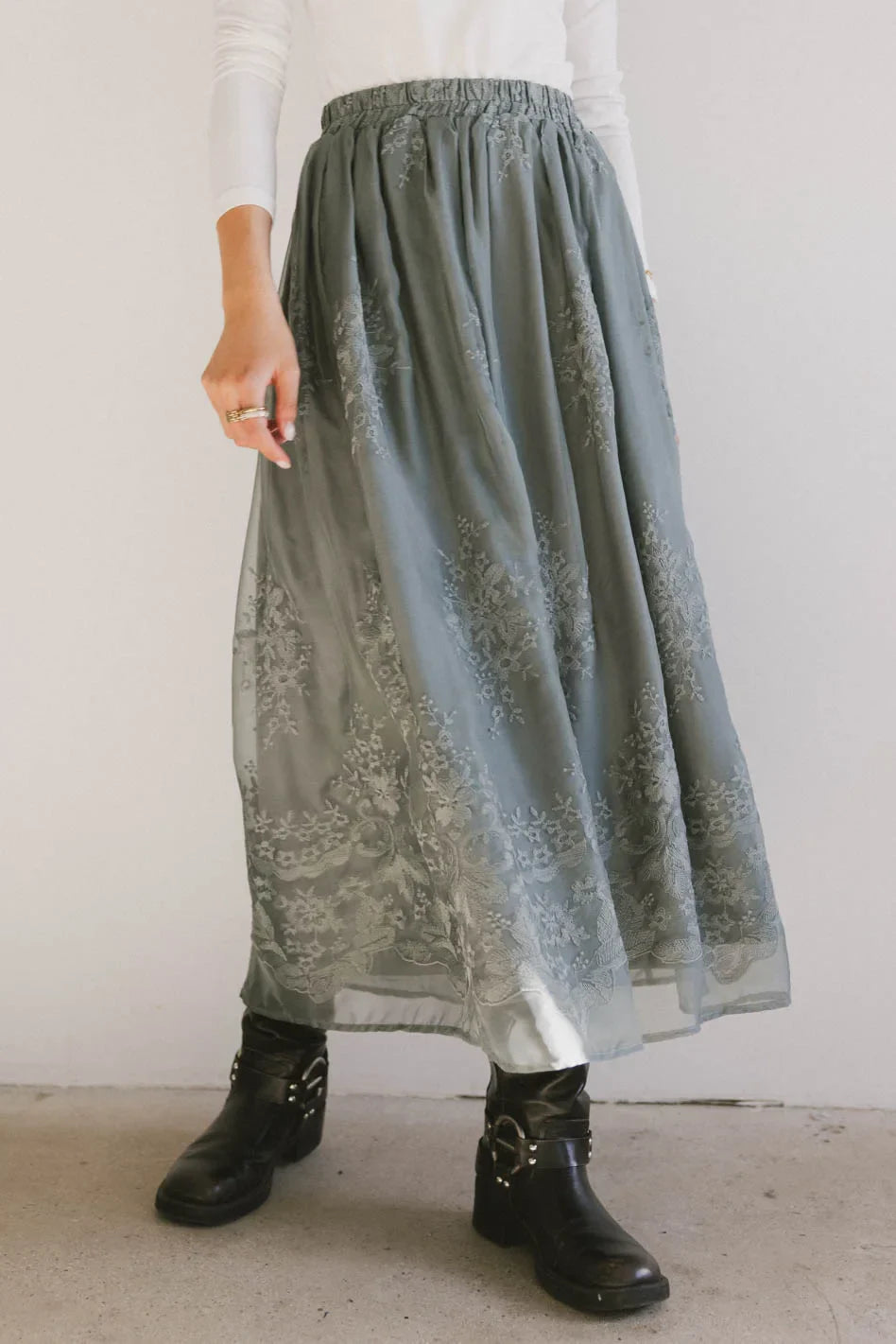 Grace Floral Tulle Skirt in Teal FINAL SALE