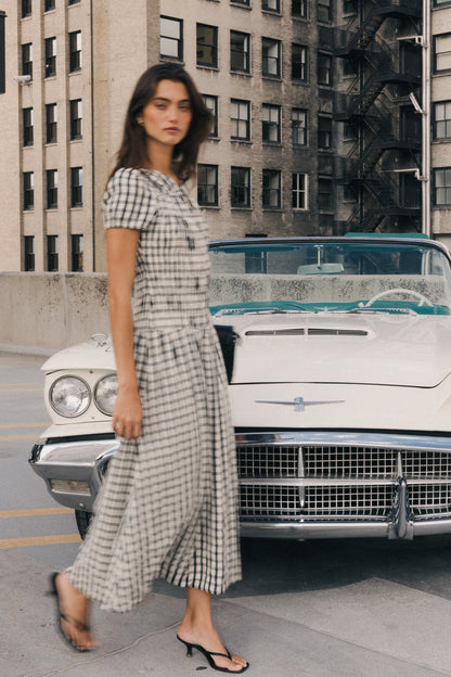 Erin Smocked Maxi Dress in Navy