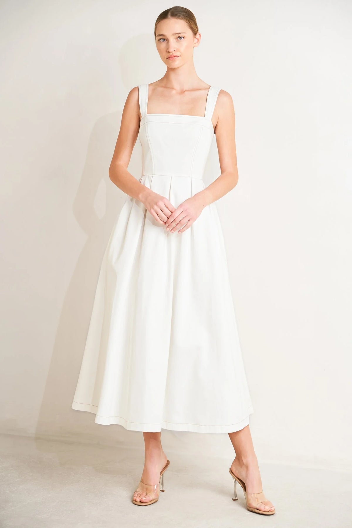 SERENE CHARM OFF WHITE MIDI DRESS FINAL SALE