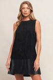 CITY SLEEK FAUX SUEDE LEATHER SHIFT DRESS