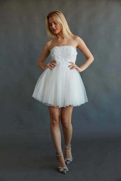 Grace Floral Applique Tulle Babydoll Mini Dress