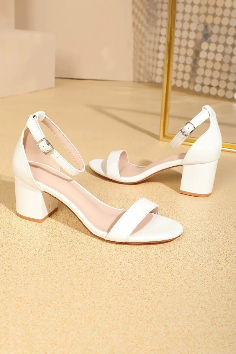 Open Toe Ankle Strap Suede Block Heel Sandals