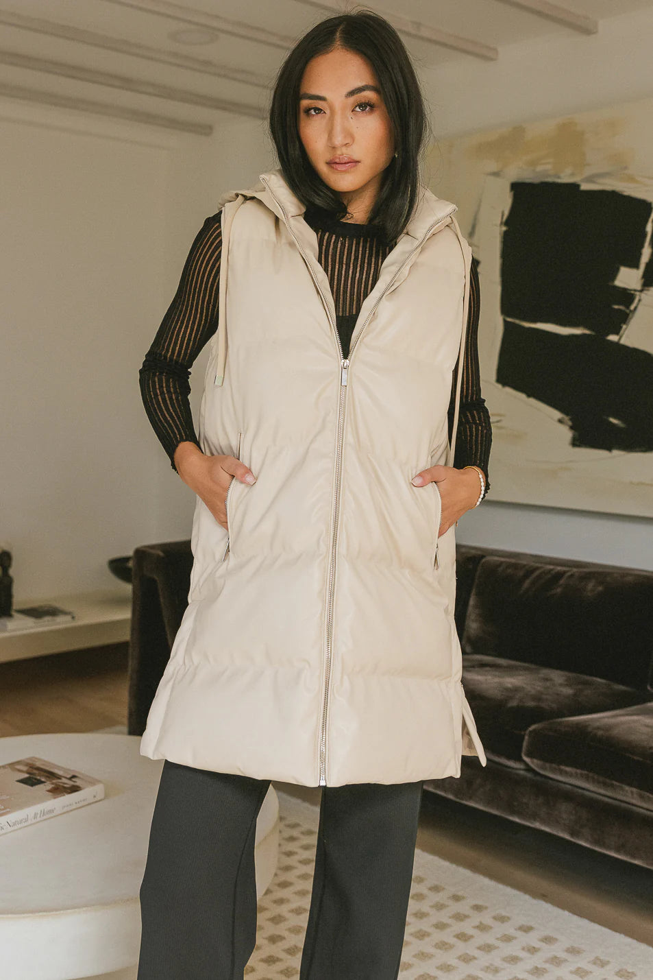 Layla Puffer Vest in Cream FINAL SALE