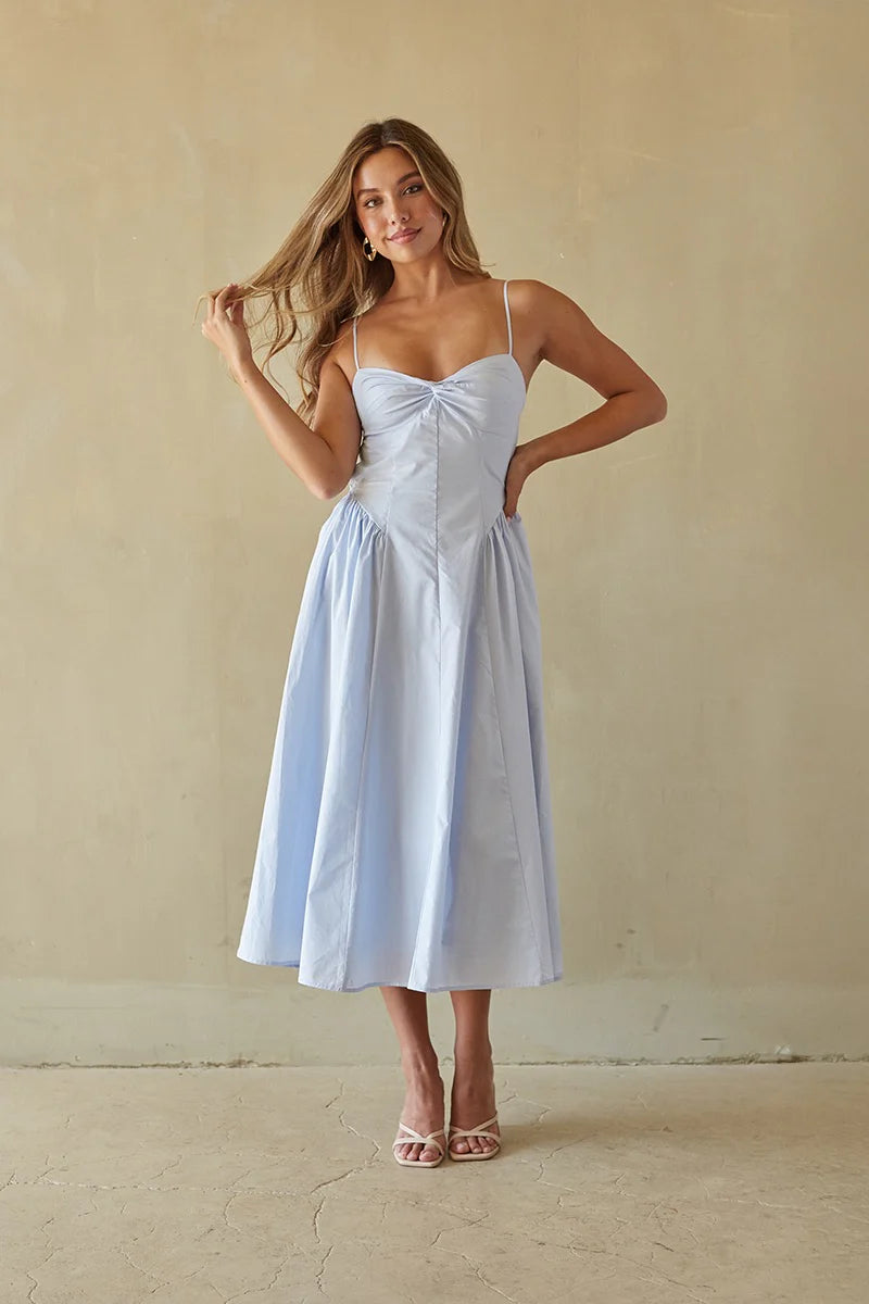 NIA Destene Open Back Midi Dress