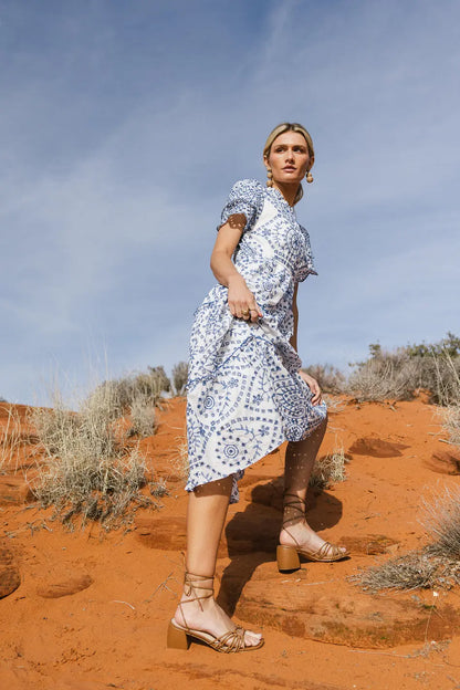 Alena Eyelet Lace Dress in Blue FINAL SALE