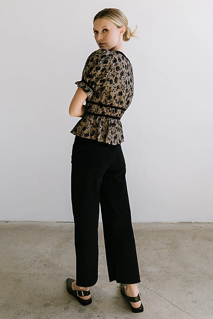 Tallie Floral Blouse in Mocha FINAL SALE