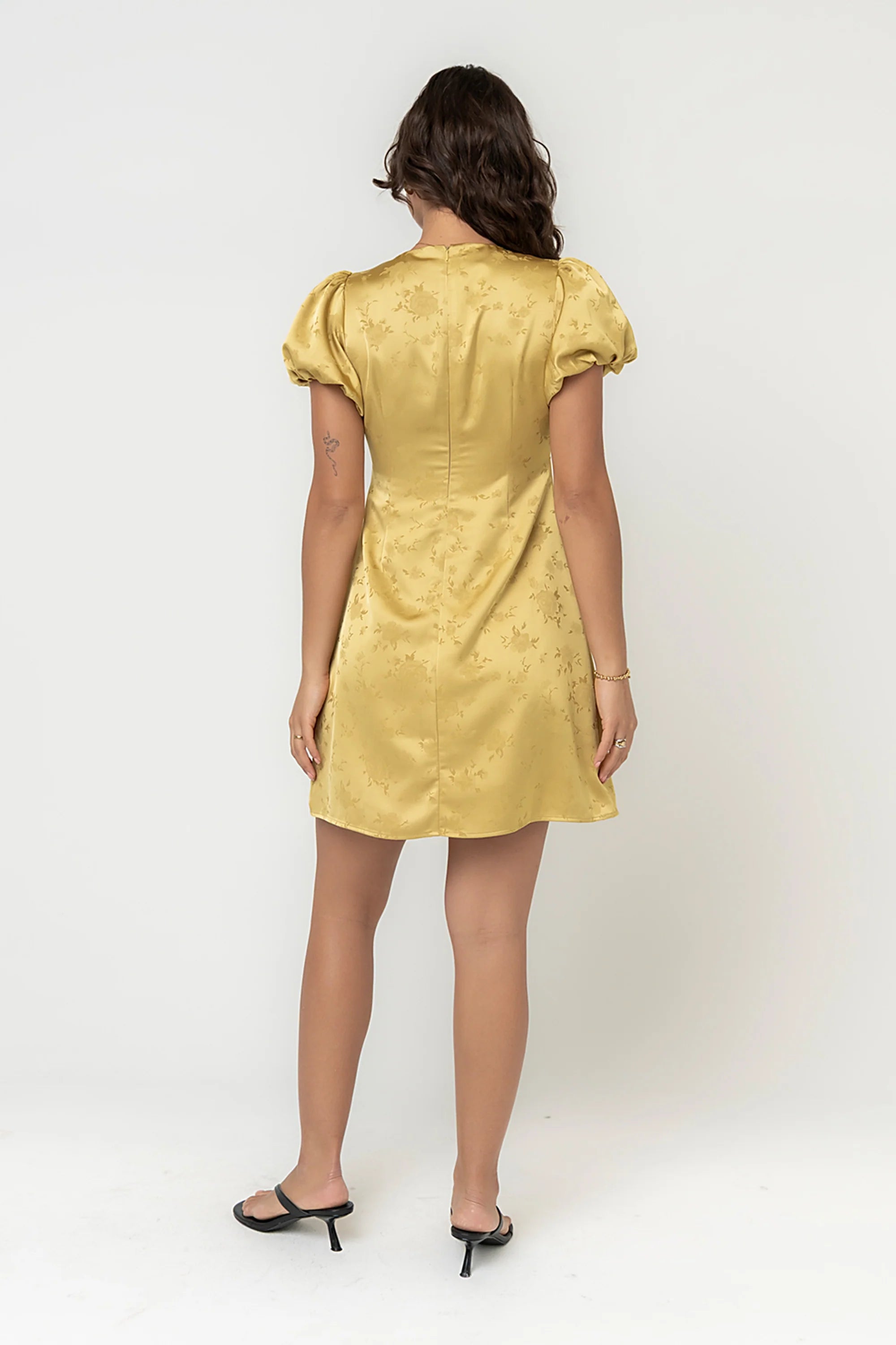 Brenna Floral Mini Dress in Chartreuse
