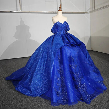 Quinceanera Dress Gorgeous Sweetheart Ball Gown Cap sleeve Court Train