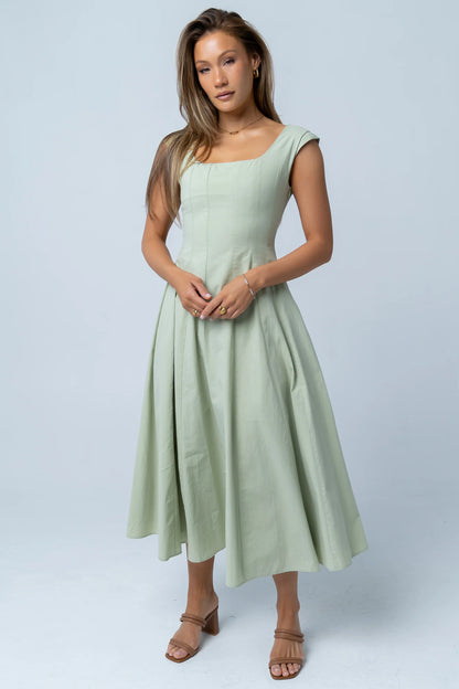 Colin Midi Dress in Sage