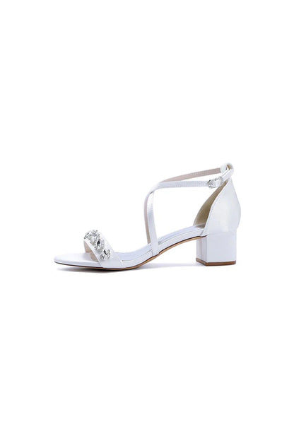 Open Toe Crystal Hollow Out Chunky Heels