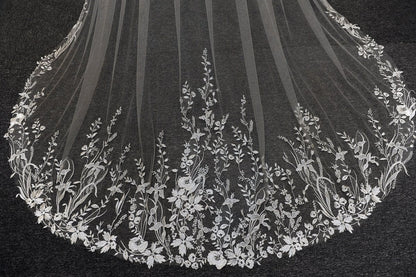 Vintage Flower Lace Veil Cathedral Tulle Bridal veil