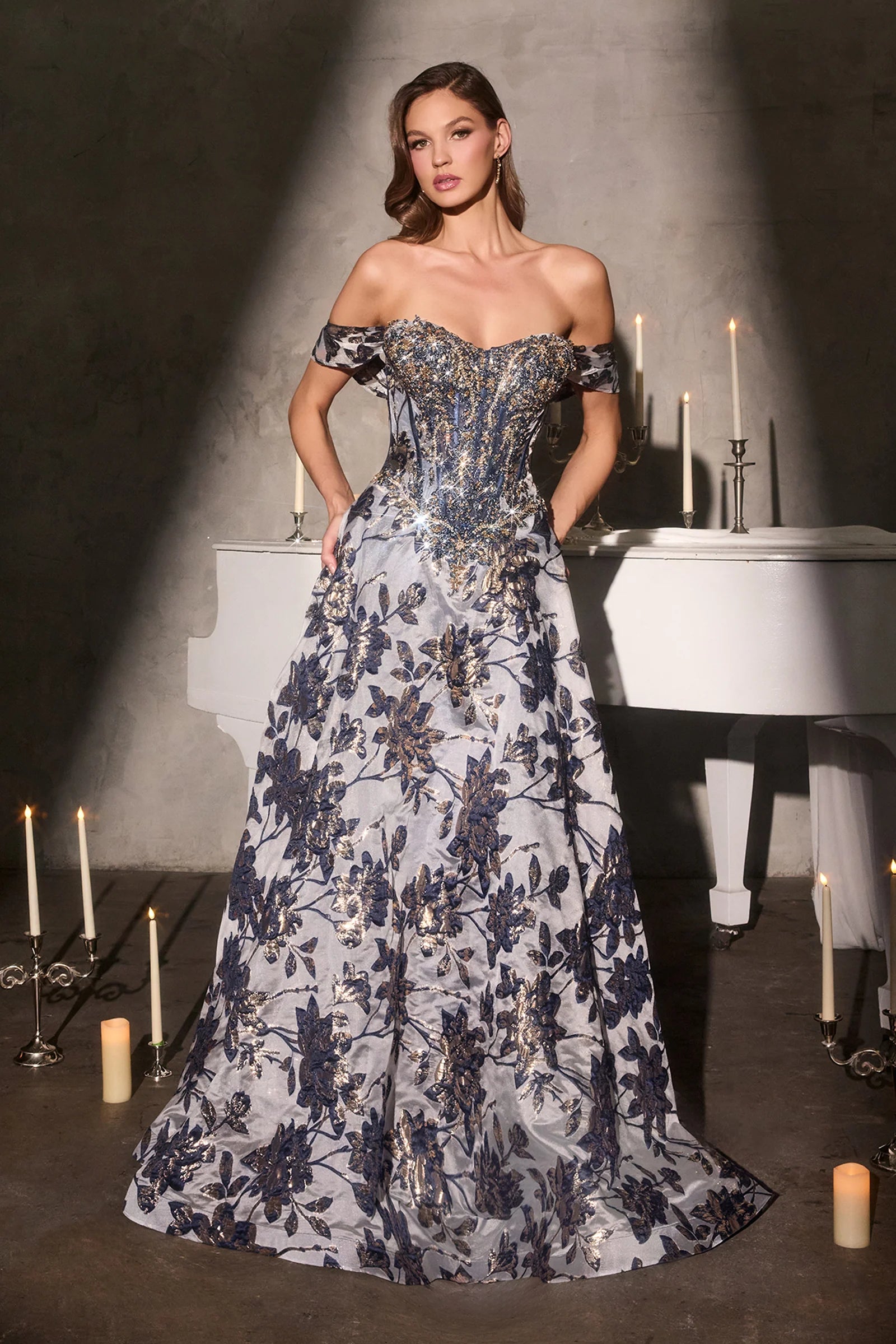 Glenna Gown Off The Shoulder Floral Ball Gown