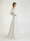 Mermaid Off the Shoulder Satin Lace Wedding Dress