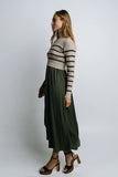 Zeda Midi Dress in Olive Stripe
