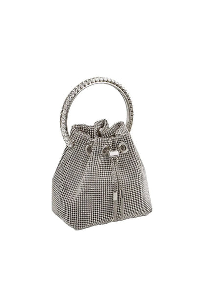 Womens Small Rhinestone Clutch Bucket Bags