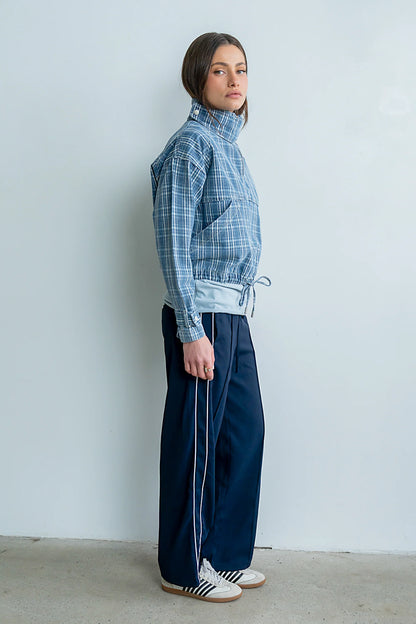 Regina Denim Jacket in Plaid Denim