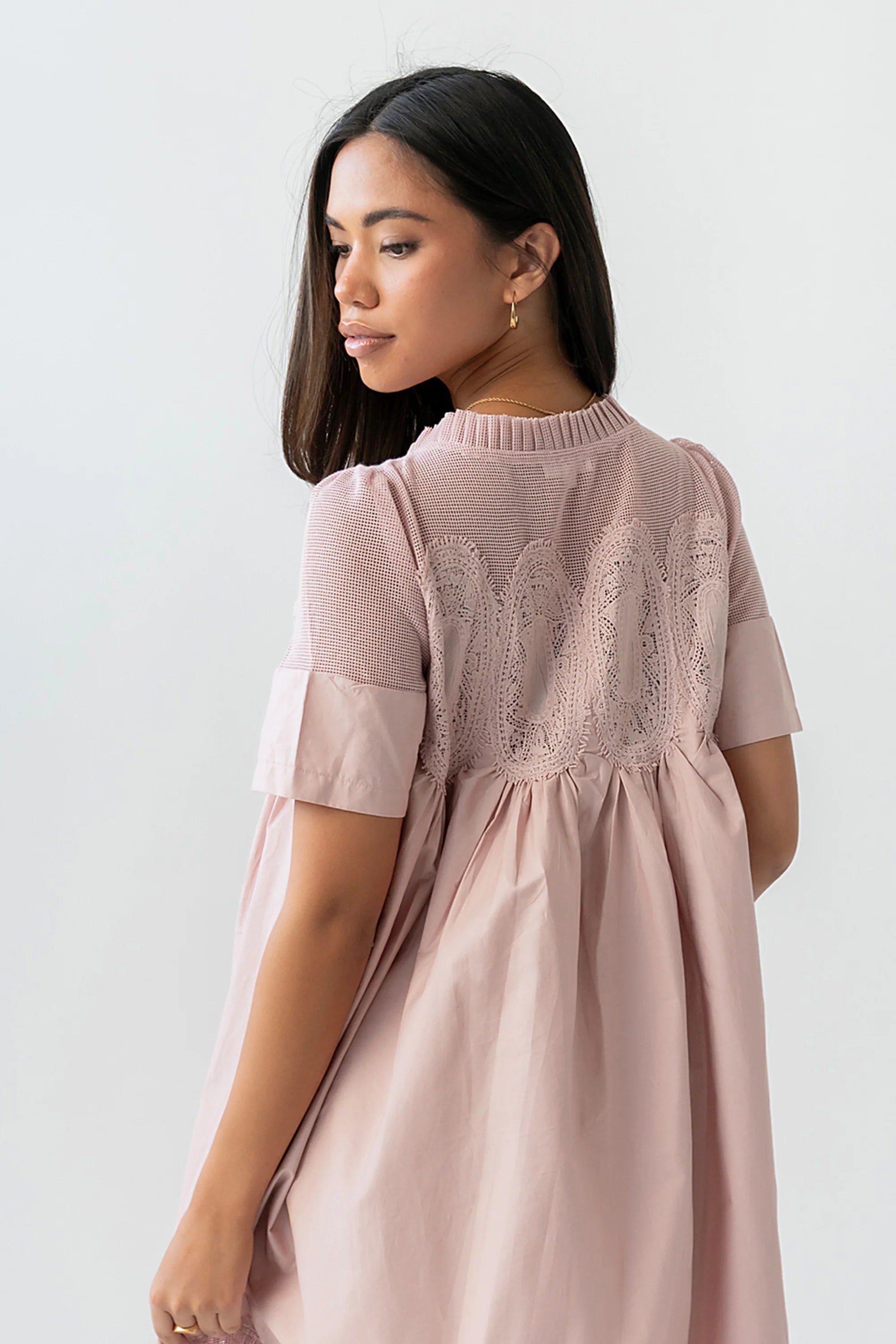 Russel Mesh Mini Dress in Mauve
