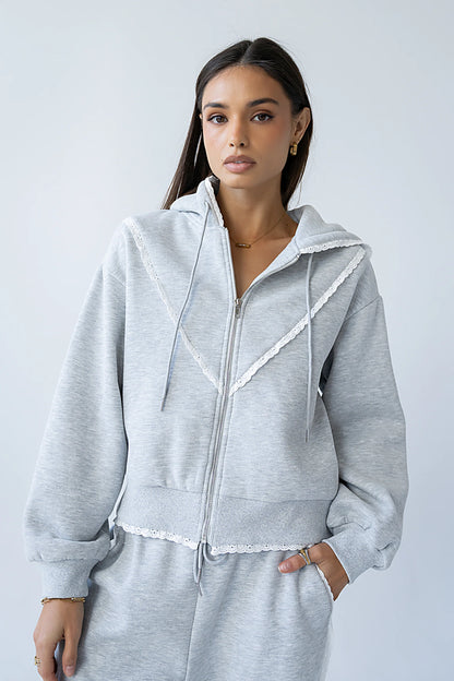 Sydney Lace Trim Zip Up