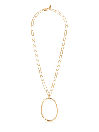 Large Oval Pendant Chain Link Necklace
