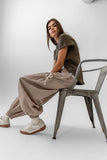 Emory Striped Baggy Pants in Mocha FINAL SALE
