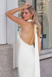 Kara Maxi Off White Adjustable Halter Tie ITY Dress