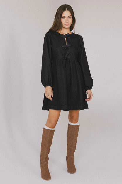 Tyler Peplum Mini Dress in Dark Wash FINAL SALE