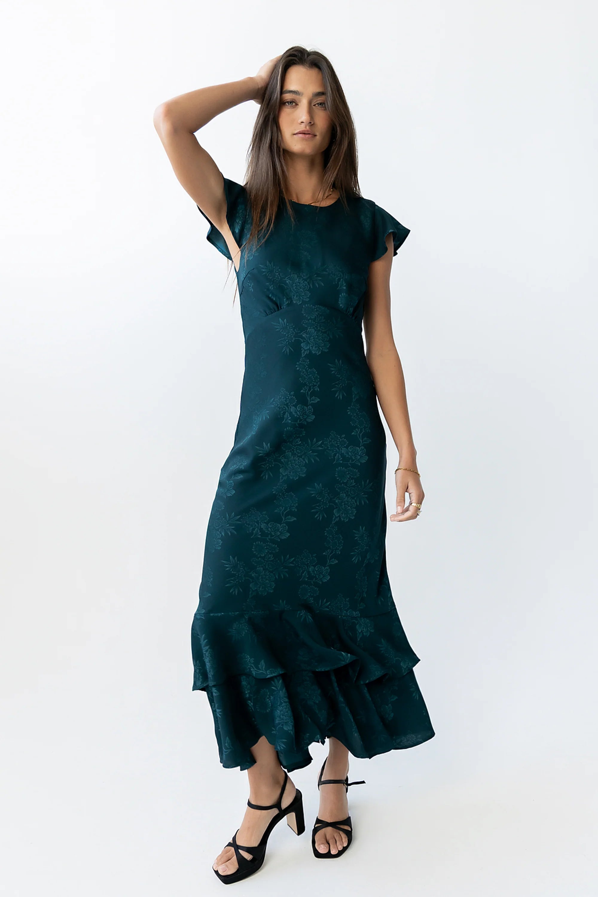 Mateo Floral Maxi Dress in Teal
