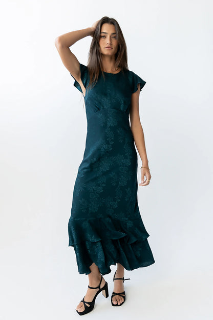 Mateo Floral Maxi Dress in Teal