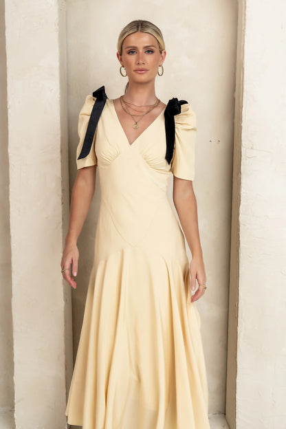Nellie Drop Waist Maxi Dress in Yellow