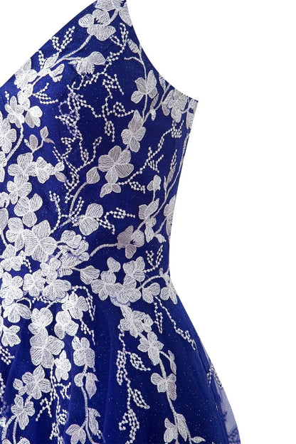 Aline Short Glitter Tulle Homecoming Dress with Appliques