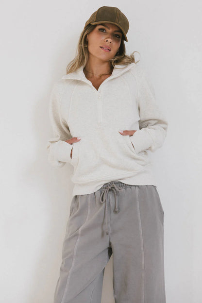 Krista Half Zip in Bone FINAL SALE