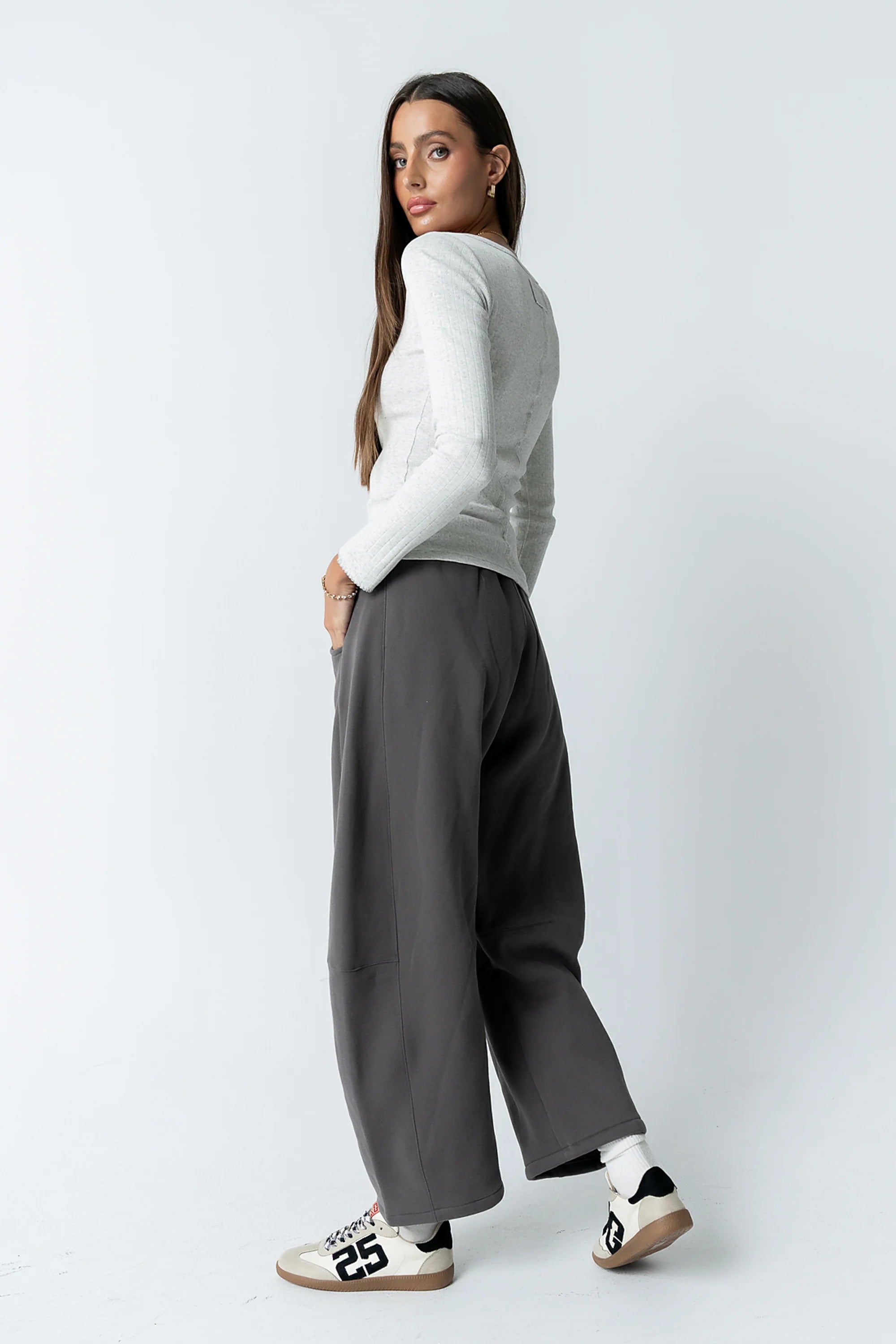 Pura Knit Top in Heather Grey