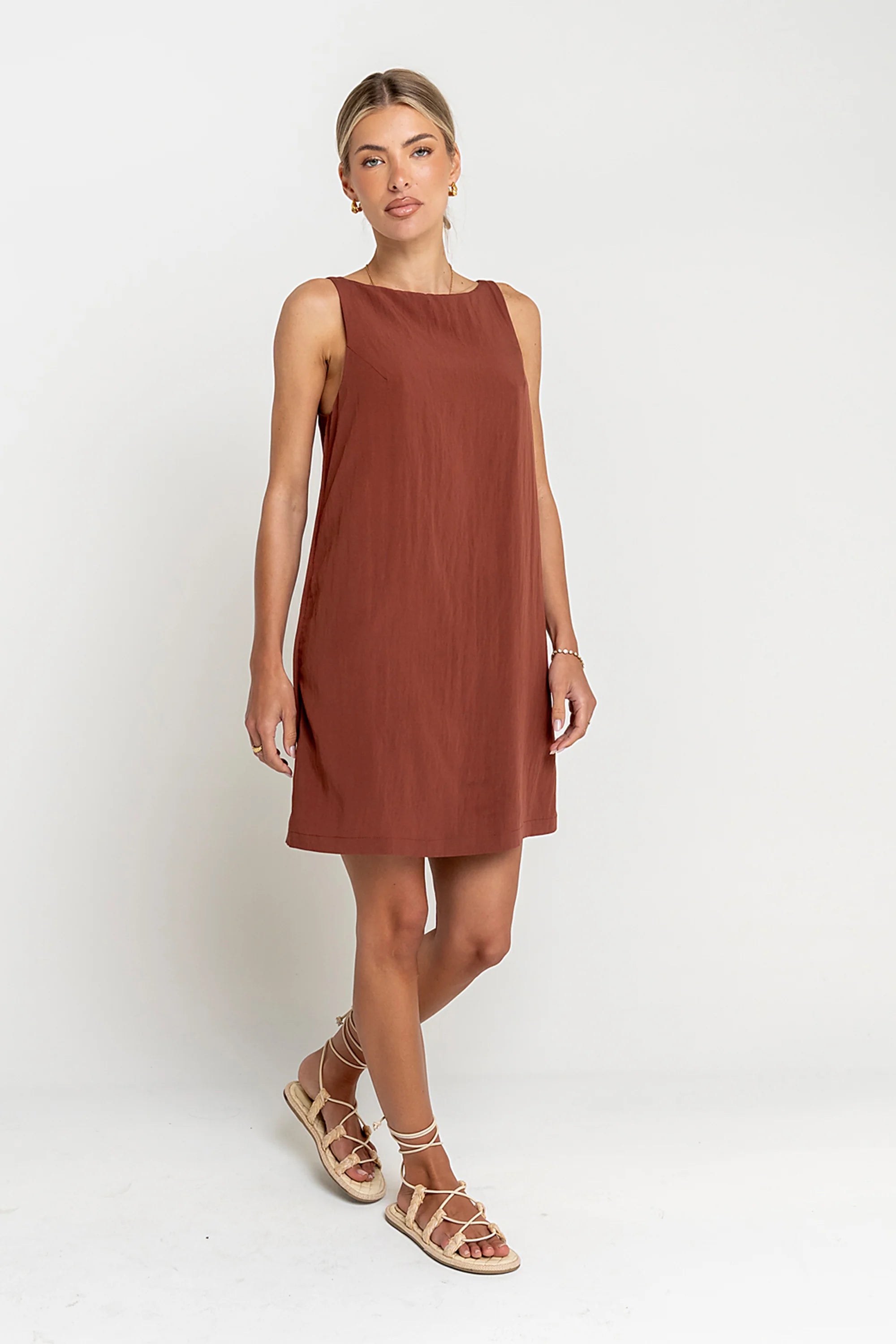 Aria Mini Dress in Brown