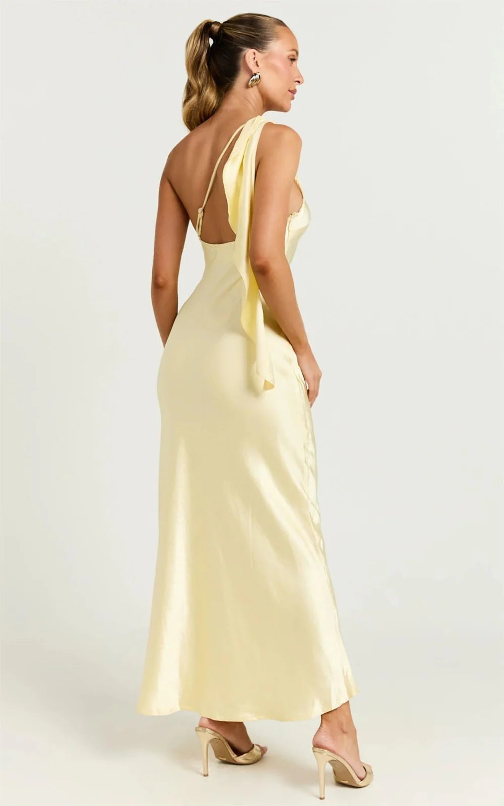 Blaine Maxi Dress Butter Yellow Satin Slip Dress