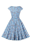 Printed Plaid Short Sleeveless Hepburn Style Vintage Dress