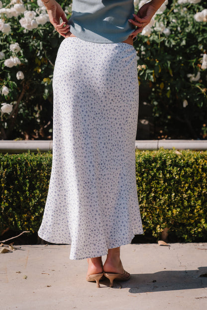 Moxie Floral Maxi Skirt in Off White
