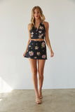 Glora Satin Floral Mini Skirt