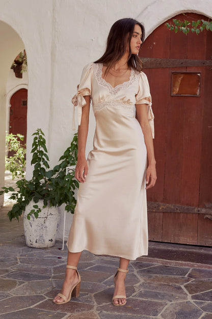 Amanda Lace Trim Maxi Dress in Blush FINAL SALE